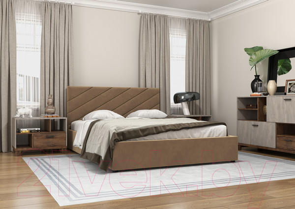 Изображение товара Каркас кровати Bravo Мебель Юта 160x200 без ПМ Стандарт 4 вариант (льняной)