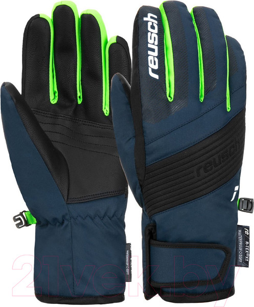 Изображение товара Перчатки лыжные Reusch Duke R-Tex Xt Junior / 6261212-7712 (р-р 5.5, Black/Dress Blue/Green)