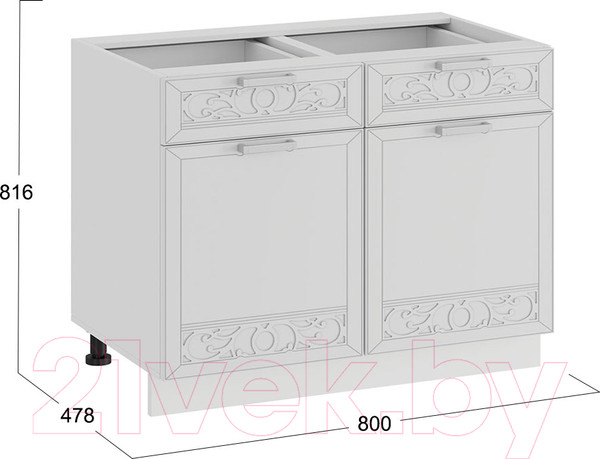 Изображение товара Шкаф-стол кухонный ТриЯ Долорес 1Н8Я1 (белый/сноу)