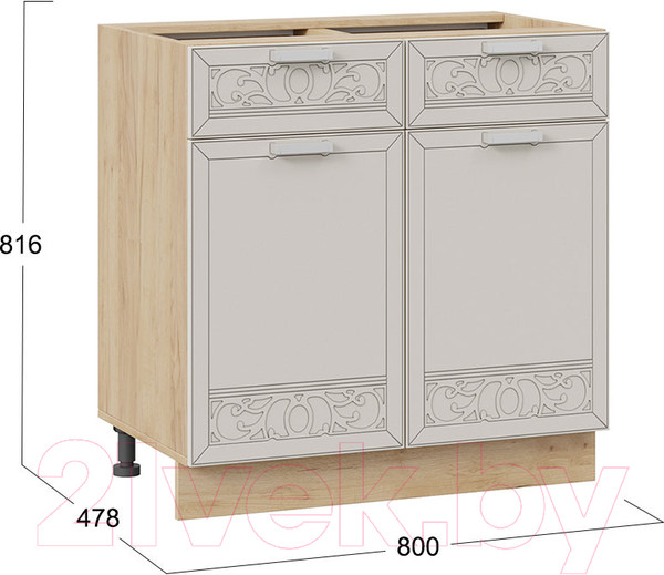 Изображение товара Шкаф-стол кухонный ТриЯ Долорес 1Н8Я1 (дуб крафт золотой/кремовый)