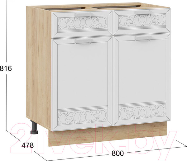 Изображение товара Шкаф-стол кухонный ТриЯ Долорес 1Н8Я1 (дуб крафт золотой/сноу)