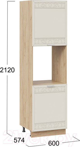 Изображение товара Шкаф-пенал кухонный ТриЯ Долорес 1П6 (дуб крафт золотой/кремовый)