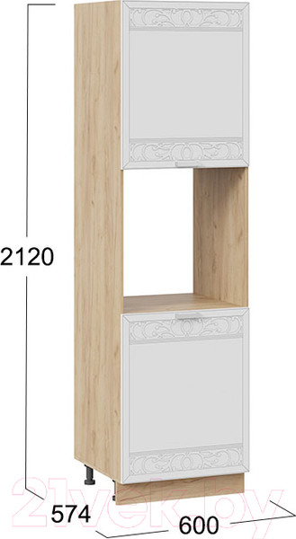 Изображение товара Шкаф-пенал кухонный ТриЯ Долорес 1П6 (дуб крафт золотой/сноу)