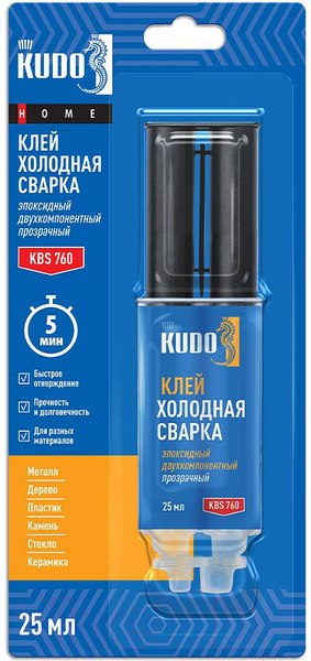 Изображение товара Клей Kudo Home Эпоксидный двухкомпонентный / KBS-760 (25мл, прозрачный)