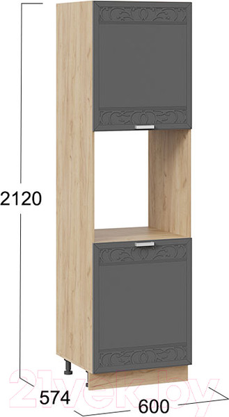 Изображение товара Шкаф-пенал кухонный ТриЯ Долорес 1П6 (дуб крафт золотой/титан)