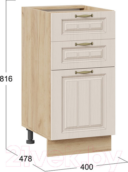 Изображение товара Шкаф-стол кухонный ТриЯ Лина 1Н4Я3 (дуб крафт золотой/кремовый)