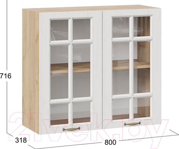 Изображение товара Шкаф навесной для кухни ТриЯ Лина 1В8С (дуб крафт золотой/белый)