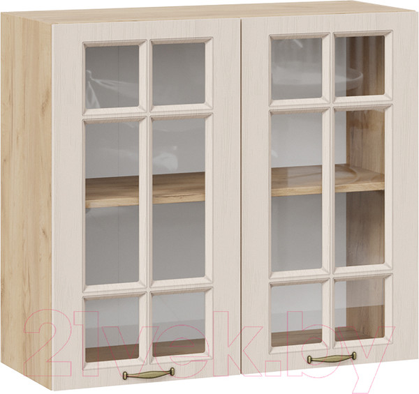 Изображение товара Шкаф навесной для кухни ТриЯ Лина 1В8С (дуб крафт золотой/крем)