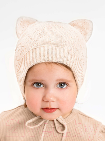 Изображение товара Шапочка для малышей Amarobaby Pure Love Kitten / AB-OD22-PLK16/33-42 (молочный, р. 42)