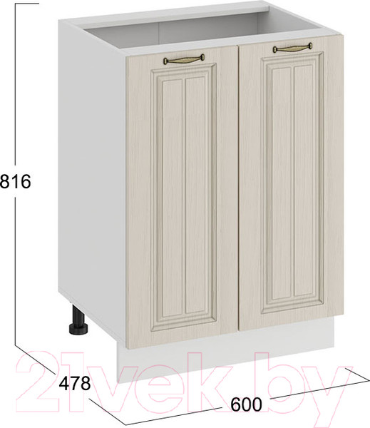 Изображение товара Шкаф-стол кухонный ТриЯ Лина 1Н6 (белый/кремовый)