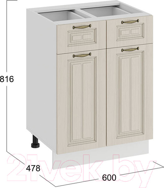 Изображение товара Шкаф-стол кухонный ТриЯ Лина 1Н6Я1 (белый/кремовый)