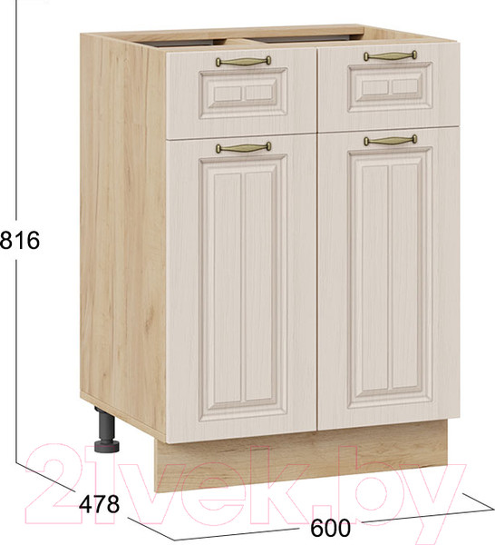 Изображение товара Шкаф-стол кухонный ТриЯ Лина 1Н6Я1 (дуб крафт золотой/кремовый)