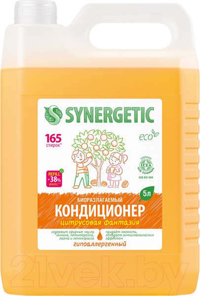 Изображение товара Кондиционер для белья Synergetic Цитрусовая фантазия (5л)
