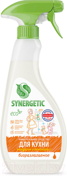 Изображение товара Чистящее средство для кухни Synergetic Биоразлагаемое мандарин и лемонграсс (500мл)