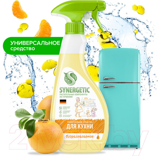 Изображение товара Чистящее средство для кухни Synergetic Биоразлагаемое мандарин и лемонграсс (500мл)