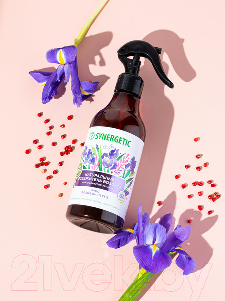 Изображение товара Освежитель воздуха Synergetic Ирис и розовый перец. Гипоаллергенный биоразлагаемый (380мл)