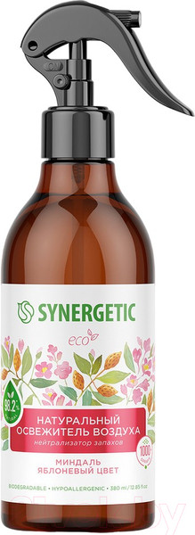 Изображение товара Освежитель воздуха Synergetic Миндаль и яблоневый цвет. Гипоаллергенный биоразлагаемый (380мл)