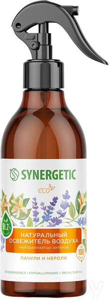 Изображение товара Освежитель воздуха Synergetic Пачули и нероли. Гипоаллергенный биоразлагаемый (380мл)