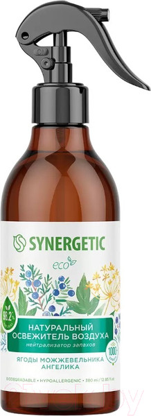 Изображение товара Освежитель воздуха Synergetic Ягоды можжевельника и ангелика. Гипоаллергенный биоразлагаемый (380мл)