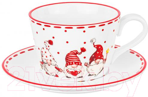 Изображение товара Чашка с блюдцем Elan Gallery Веселые гномики / 540608