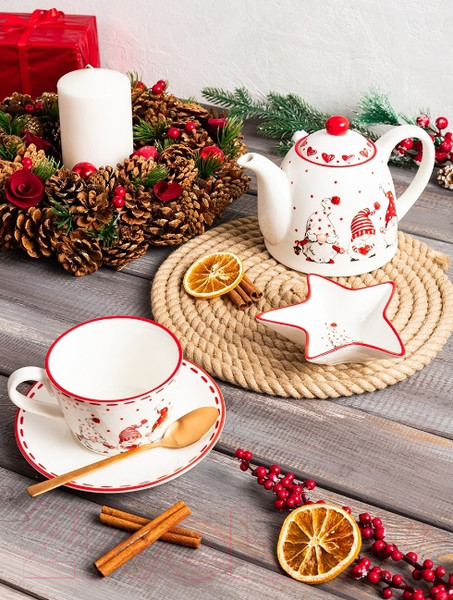 Изображение товара Чашка с блюдцем Elan Gallery Веселые гномики / 540608