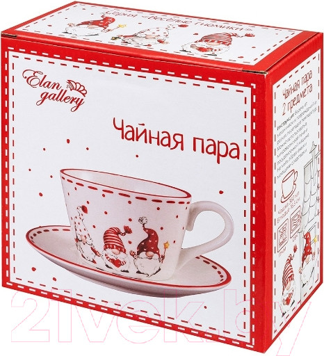 Изображение товара Чашка с блюдцем Elan Gallery Веселые гномики / 540608
