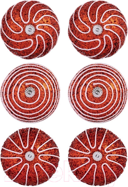 Изображение товара Набор шаров новогодних Elan Gallery Полоски / 970062 (красный)