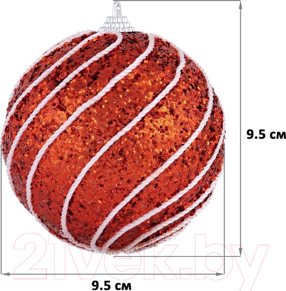 Изображение товара Набор шаров новогодних Elan Gallery Полоски / 970062 (красный)