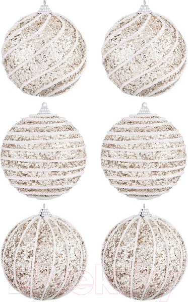 Изображение товара Набор шаров новогодних Elan Gallery Полоски / 970066 (шампань)