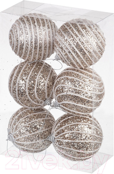Изображение товара Набор шаров новогодних Elan Gallery Полоски / 970066 (шампань)