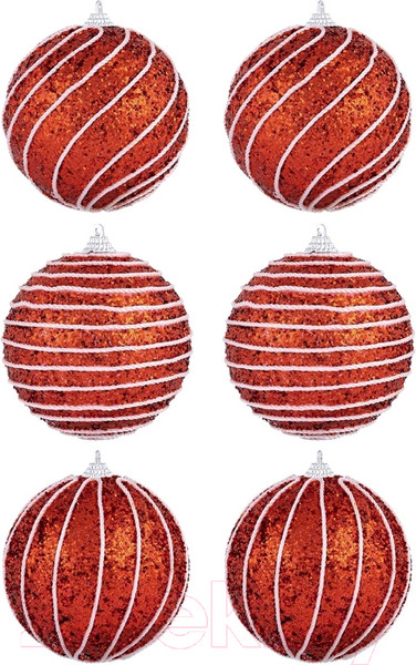 Изображение товара Набор шаров новогодних Elan Gallery Полоски / 970074 (красный)
