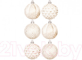 Изображение товара Набор шаров новогодних Elan Gallery Винтажные узоры / 970087 (шампань с эффектом старины)