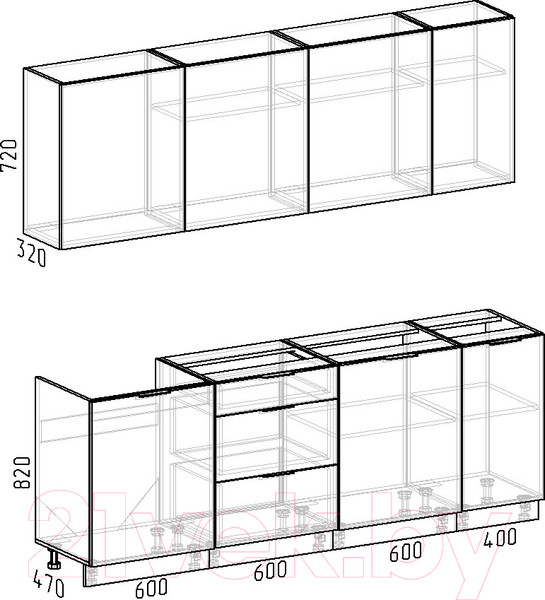 Изображение товара Кухонный гарнитур Интермебель Микс Топ-7 2.2м без столешницы (белый премиум)