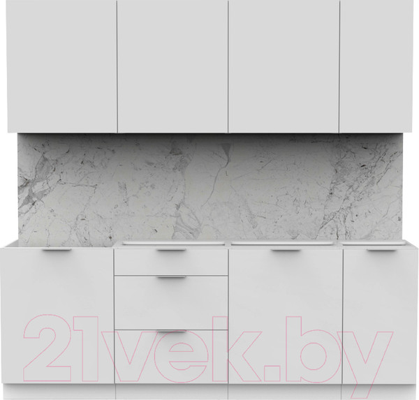 Изображение товара Кухонный гарнитур Интермебель Микс Топ-7 2.2м без столешницы (белый премиум)