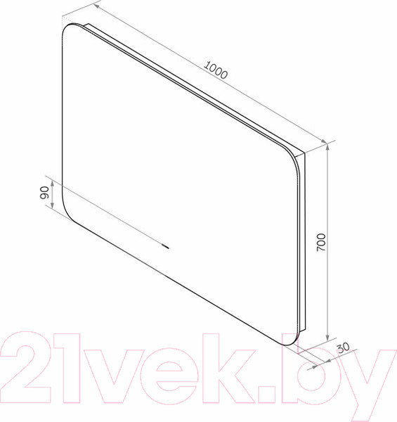 Изображение товара Зеркало Континент Burzhe Led 100x70 (с бесконтактным сенсором, холодная подсветка)