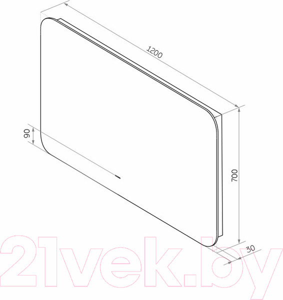 Изображение товара Зеркало Континент Burzhe Led 120x70 (с бесконтактным сенсором, холодная подсветка)