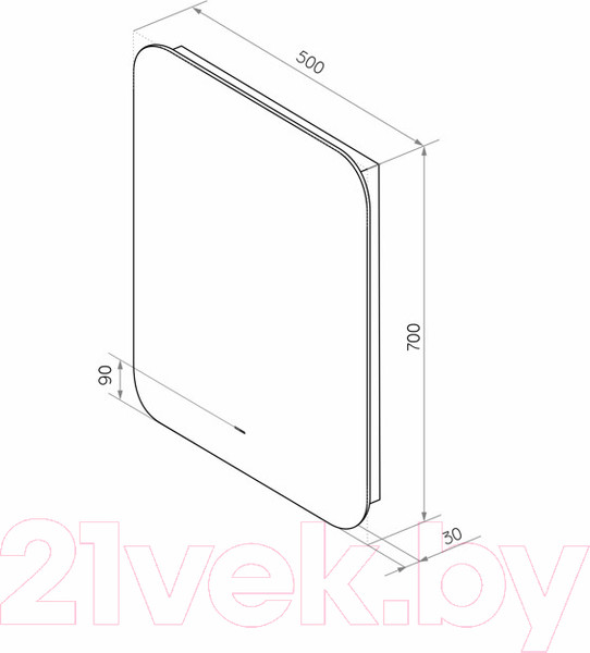 Изображение товара Зеркало Континент Burzhe Led 50x70 (с бесконтактным сенсором, холодная подсветка)