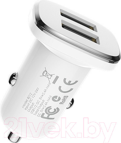 Изображение товара Зарядное устройство автомобильное Borofone BZ12 с кабелем Micro (белый)