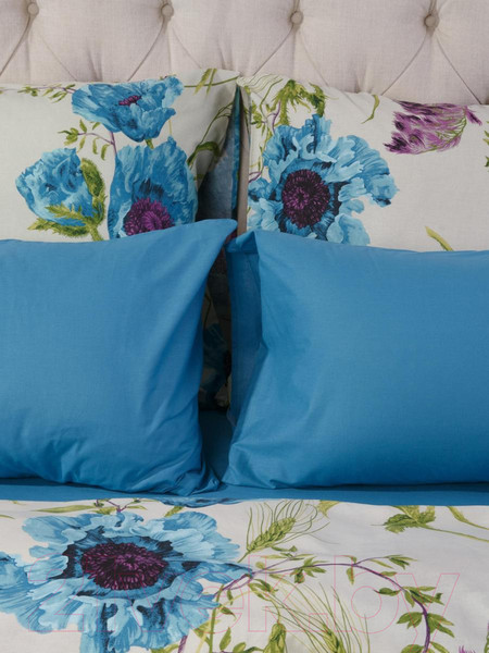 Изображение товара Комплект постельного белья Ночь нежна Royal Маки 1.5сп 70x70 / 70116-2+811 (мурена)