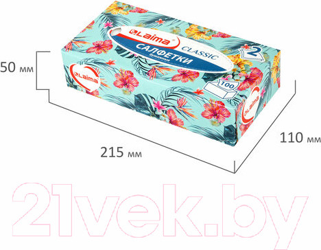 Изображение товара Бумажные салфетки Laima Everyday. Косметические / 113588 (100шт)