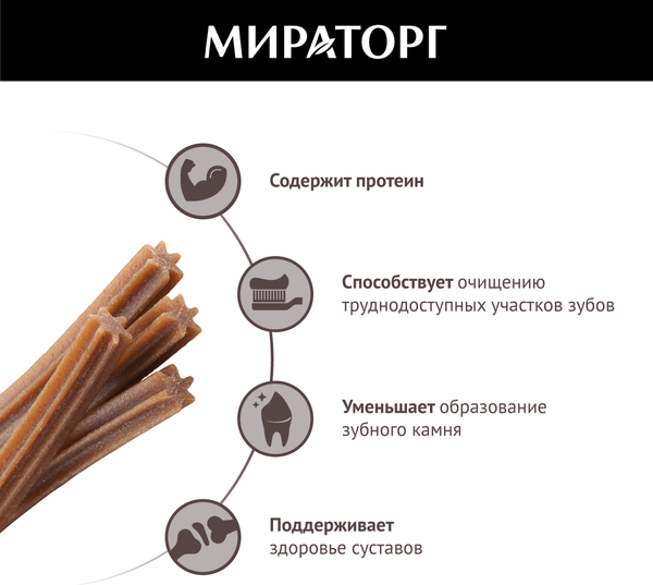Изображение товара Лакомство для собак Мираторг Dental Care с говядиной для собак средних пород / 1010023752 (70г)
