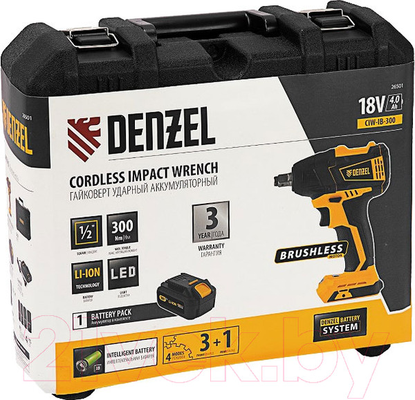 Изображение товара Аккумуляторный гайковерт Denzel CIW-IB-300 / 26501
