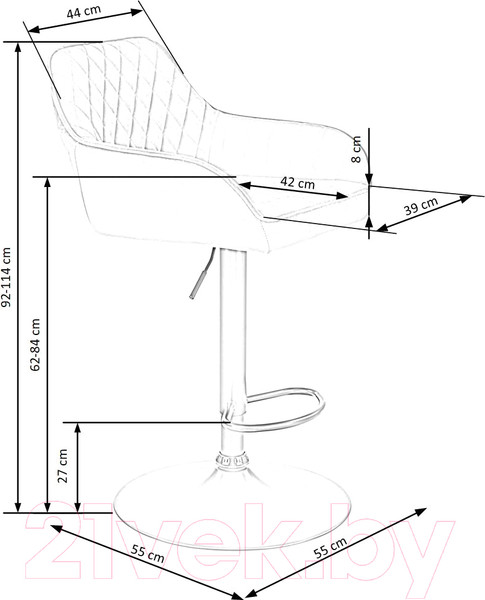 Изображение товара Стул барный Halmar H103 (серый/черный)