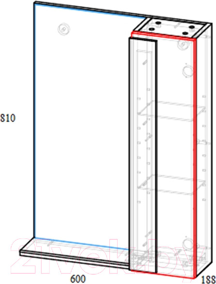 Изображение товара Шкаф с зеркалом для ванной Garda Sorento 3-600R