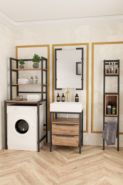 Изображение товара Стеллаж Millwood Венеция 30x25x175.6 (дуб золотой Craft/металл черный)