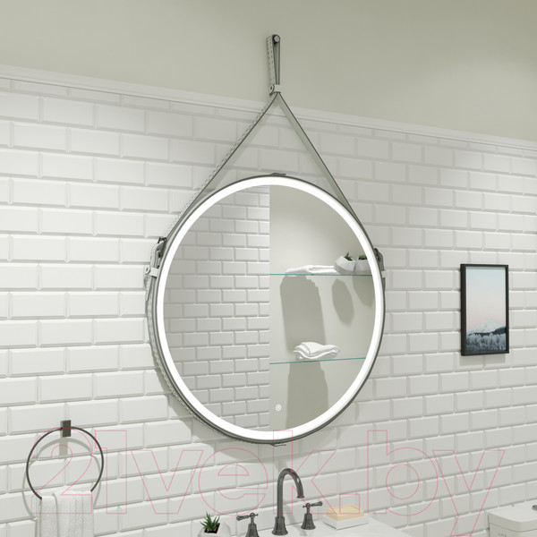 Изображение товара Зеркало Континент Millenium White Led D 80 (натуральная кожа, белый)
