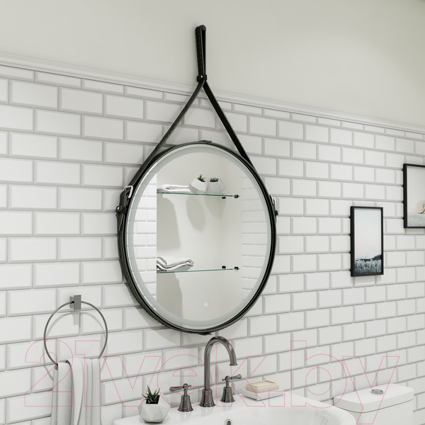 Изображение товара Зеркало Континент Millenium Black Led D 50 (натуральная кожа, черный)