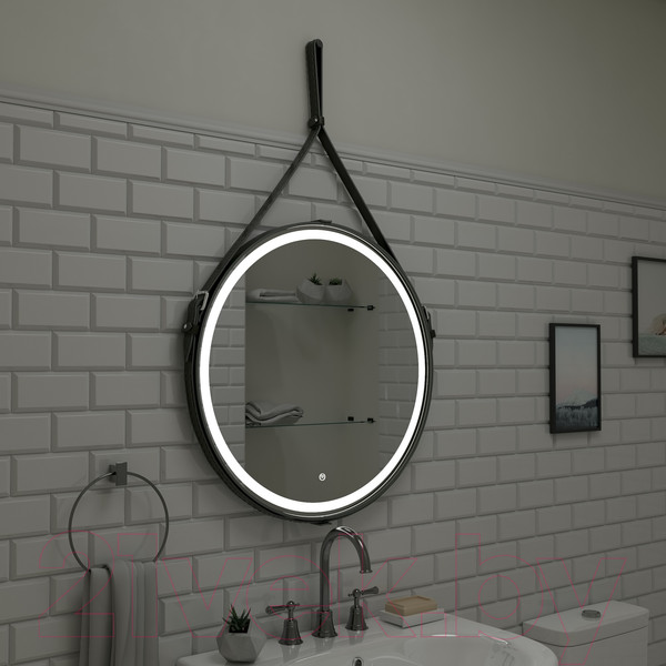 Изображение товара Зеркало Континент Millenium Black Led D 50 (натуральная кожа, черный)