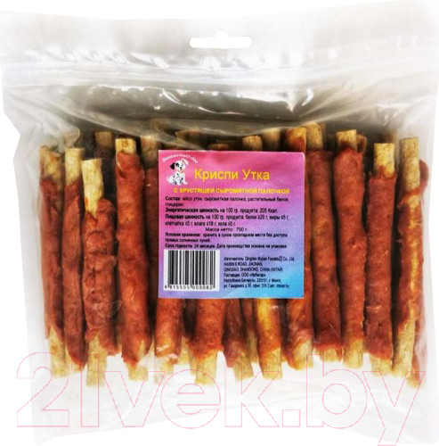 Изображение товара Лакомство для собак O'dog Криспи Утка. Мясо утки с хрустящей сыромятной палочкой (750г)