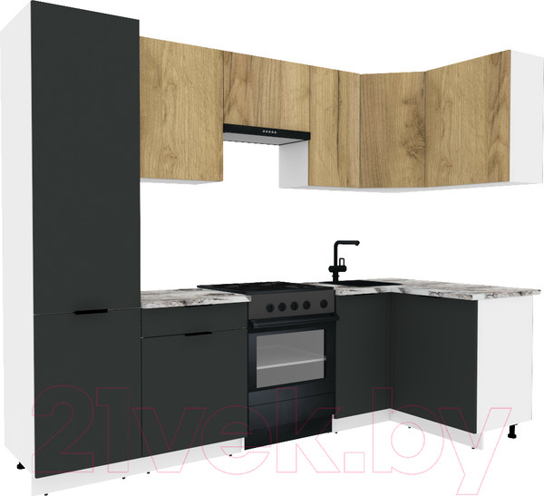 Изображение товара Кухонный гарнитур ВерсоМебель Эко-2 1.2x2.7 правая (дуб крафт золотой/антрацит/ст. альберика)